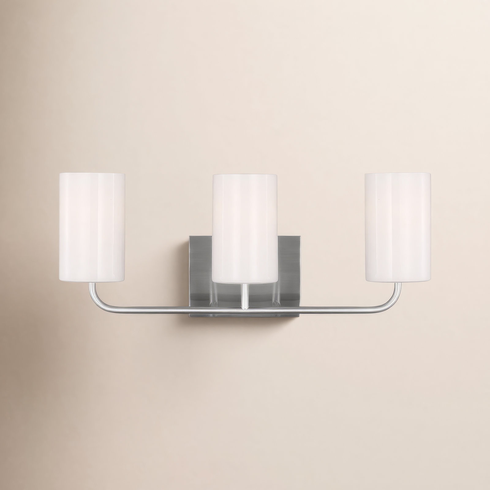 3 Light Transparent Dimmable Vanity Light, Brushed Steel, No