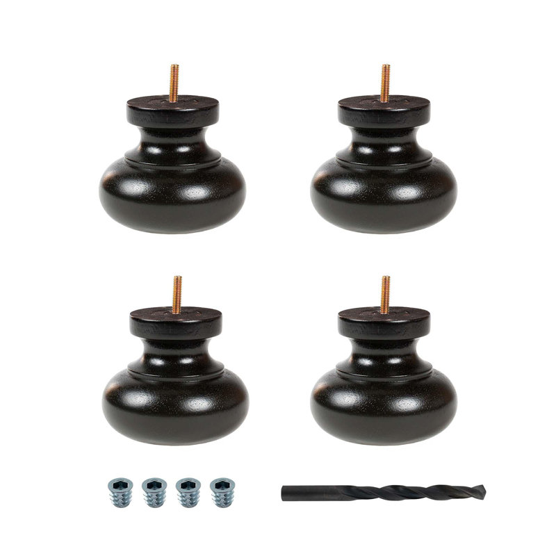 Ensemble de 4 pieds en bois massif espresso H 4 po x 4 7/8 po de diamètre, Espresso