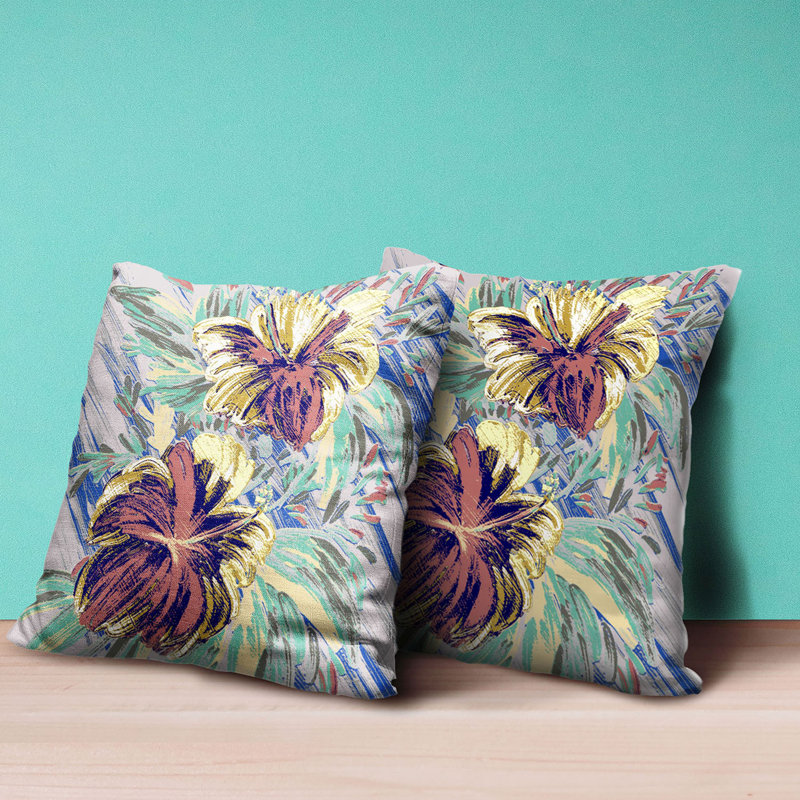 Vibrant Floral Square Indoor/Outdoor Reversible Pillow