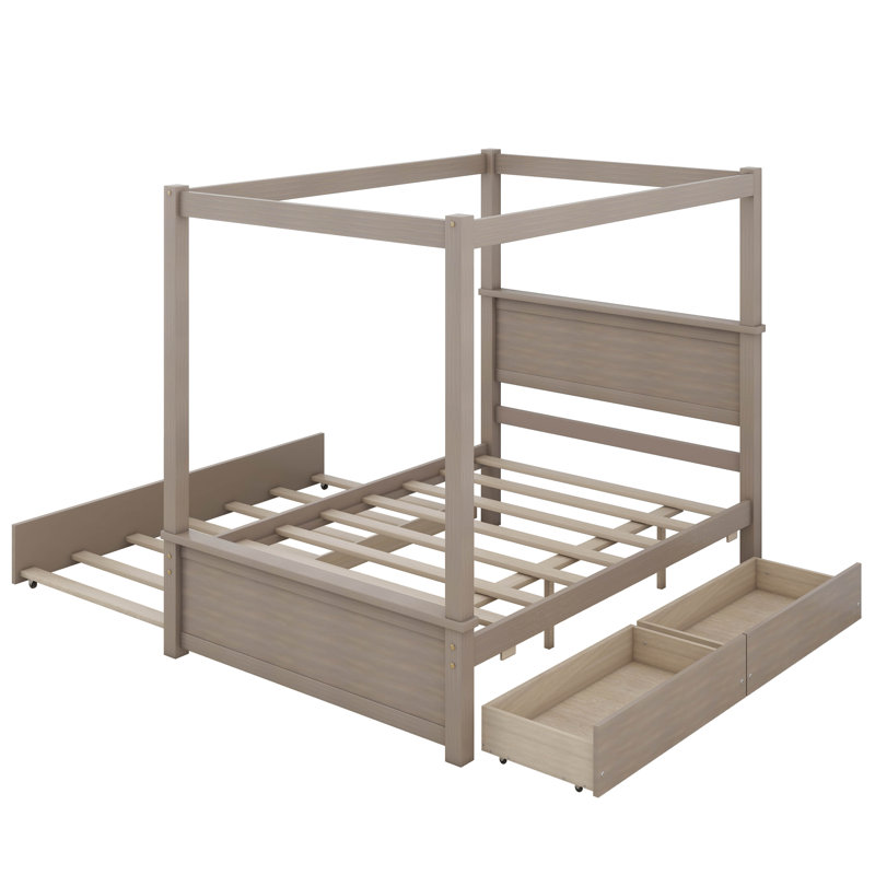 Aaditya Canopy Bed, Full, Brushed Light Brown