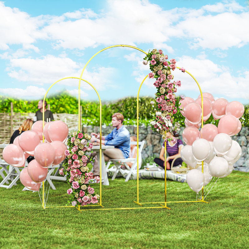 Outsunny Set of 3 Wedding Arch Frame Set, 2.2/2/1.8 m, Gold Tone