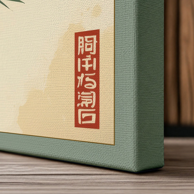 Bamboo Stems Japandi - Wrapped Canvas, 24x16 - 61.0 x 40.6 cm, Sage Border
