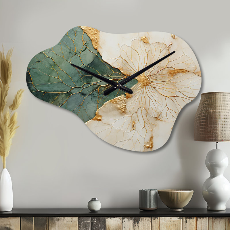 Horloge murale asymétrique «Green Gold Minimalisme Poteries I», Petit