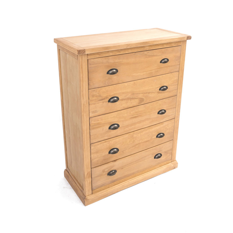 Sarkar 90cm W 5 - Drawer Chest of Drawers, Chamfered