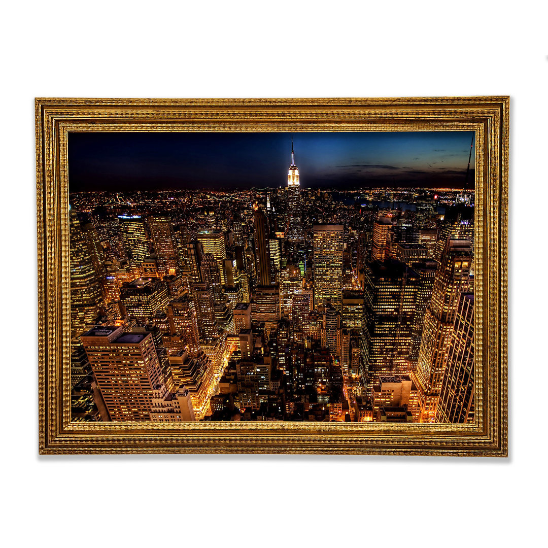 Manhattan Night Life Glow - Einzelne Bilderrahmen Kunstdrucke