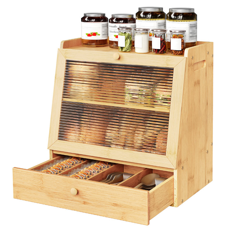 Boîte à pain en bambou avec tiroir