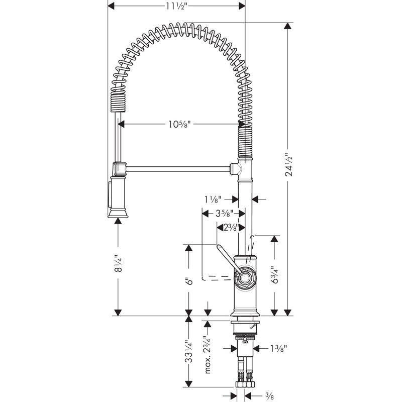 AXOR Montreux 2-Spray Semi-Pro Kitchen Faucet, 1.75 GPM, Chrome