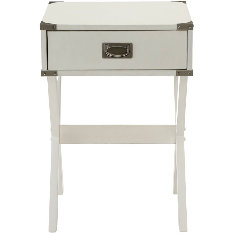 Table de bout carrée blanche 1 avec base et charme rustique pour les espaces de vie - meuble polyvalent, White
