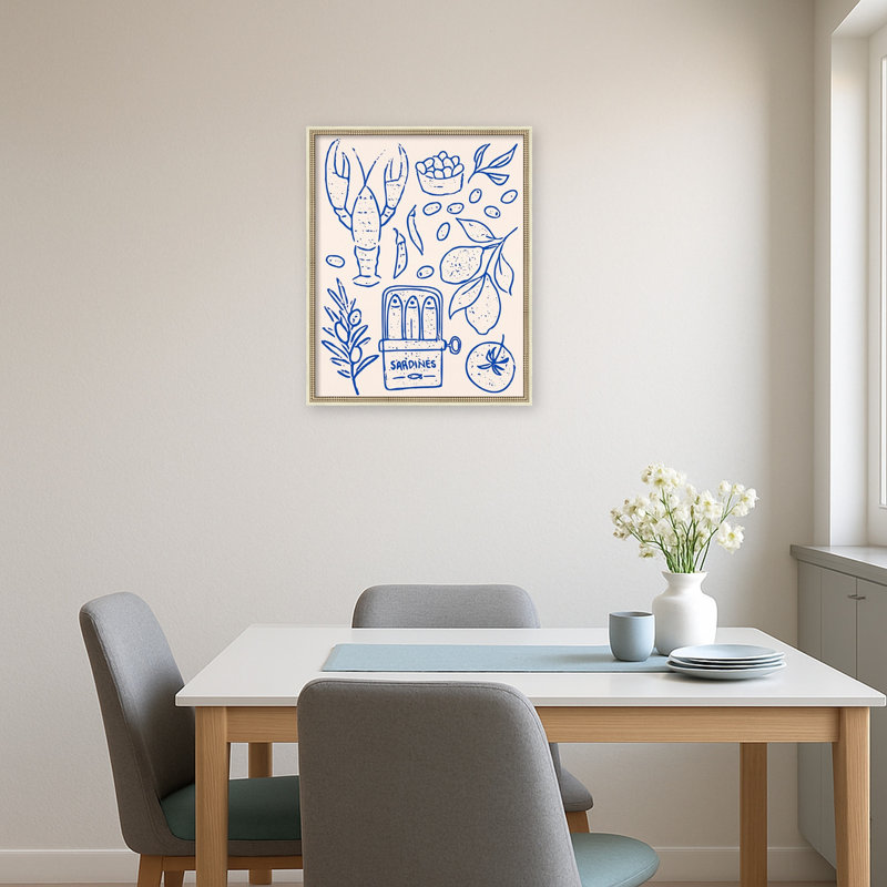 "La Dolce Vita IV" par Briana, reproduction d'art sur toile encadrée, Castellan Distressed White