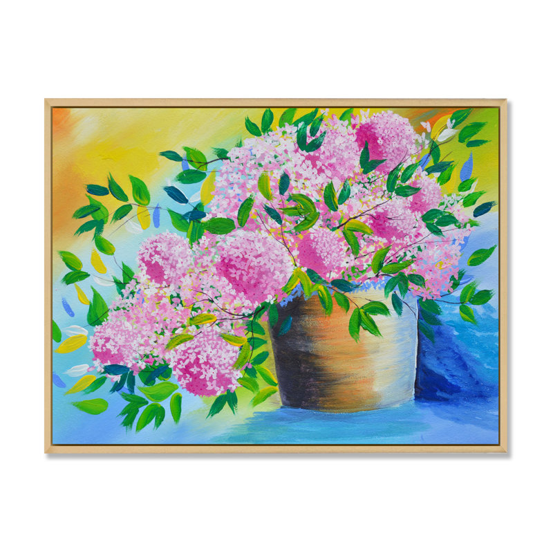 «Natural Lilac In Pot», reproduction sur toile avec cadre flottant, H 12 po x l 20 po x P 1 po, Cadre flottant brun
