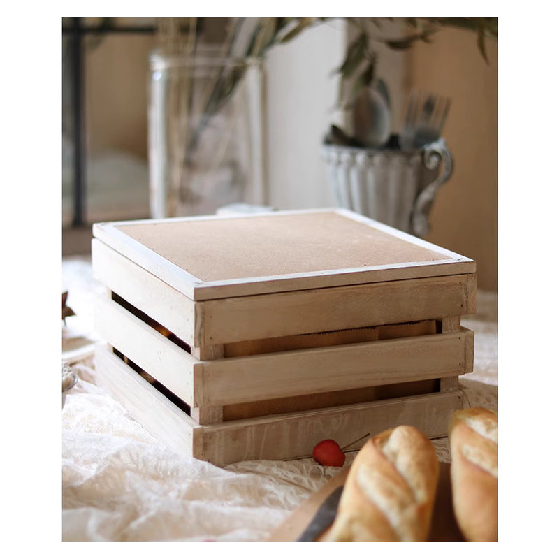 Rustic Wooden Storage Crate with Chalkboard Lid, 4.7" H x 7.8" W x 7.8" D