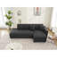 Canapé d'angle 3 places d'inspiration scandinave, revêtement en laine gris foncé, rembourrage en mousse, méridienne réversible, capitonnage précis, silhouette minimaliste, rembourrage en laine douce aux angles, design élégant, tissu à canaux