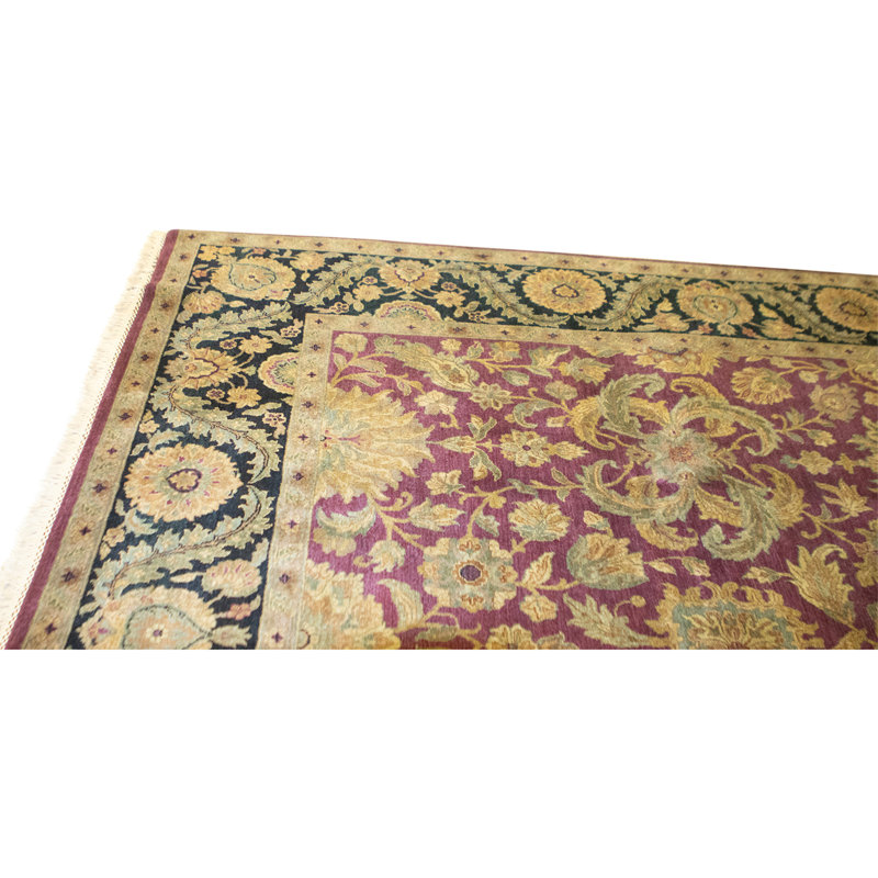 Hand Knotted Wool Oriental Area Rug in Red And Black