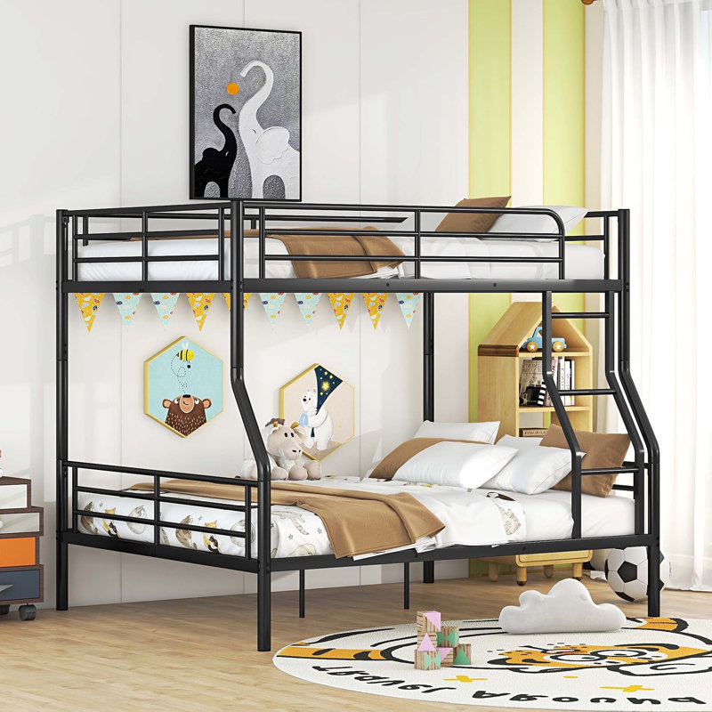 Full XL Over Queen Metal Bunk Bed, Noir