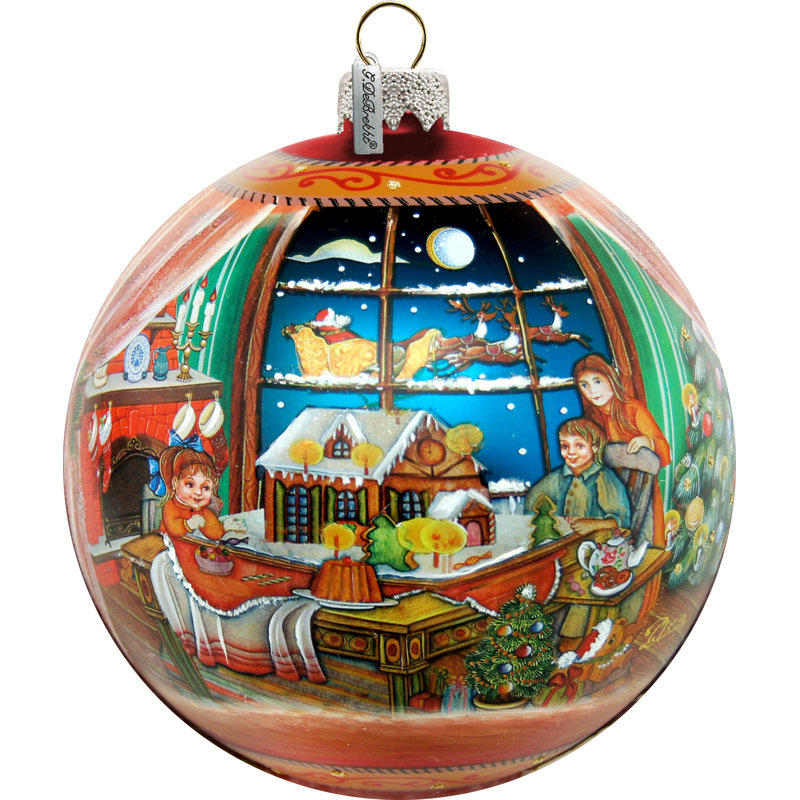 Holiday Splendor 5.5'' Handmade Glass Ball Ornament, Christmas 12, 5.5" H x 5" W x 5" D
