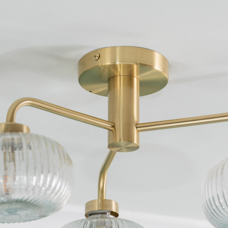 Abigahil Glass Semi Flush Mount, Matte Black, Yes, Smoked