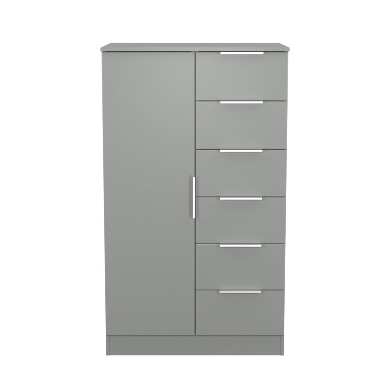 Biernat 1 Door 5 Drawer Kids Robe, Uniform Grey/Dusk Grey