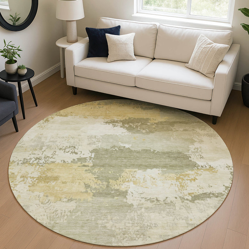Machine Washable Indoor/Outdoor Karr ACN2372 Abstract Rug, Round 8'