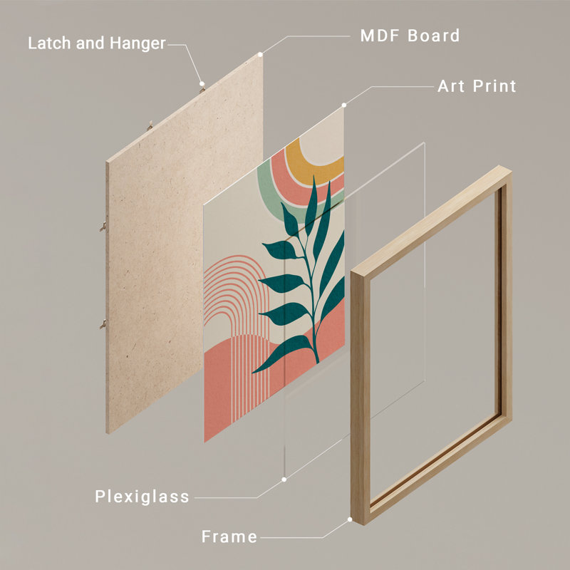 "Modern Tropical Monstera Palm Leaves, Naturel, H 16 po x l 12 po