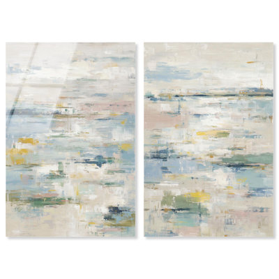 Shallow Waters Abstract Duo Acrylic Print Calming Wall Decor by Art Remedy, Ready to Hang, 30 x 45