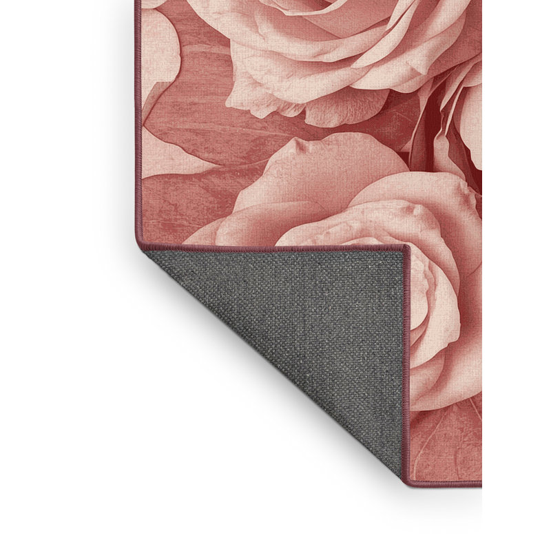 Soft Plush Faulk Valentines Modern & Contemporary Abstract Area Rug in Beige – Rose Binding, 3x5