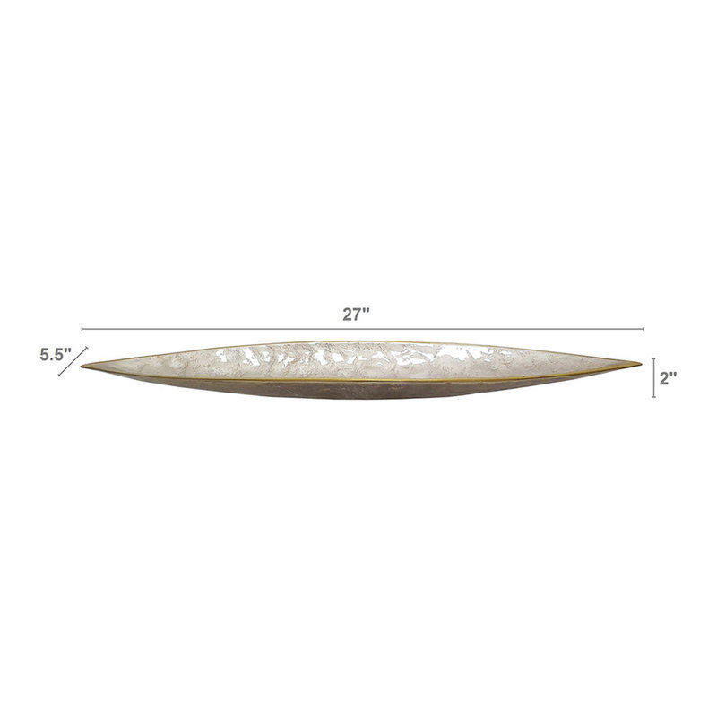 Plateau décoratif en aluminium 27 x 5,5 x 2 po avec finition champagne doré