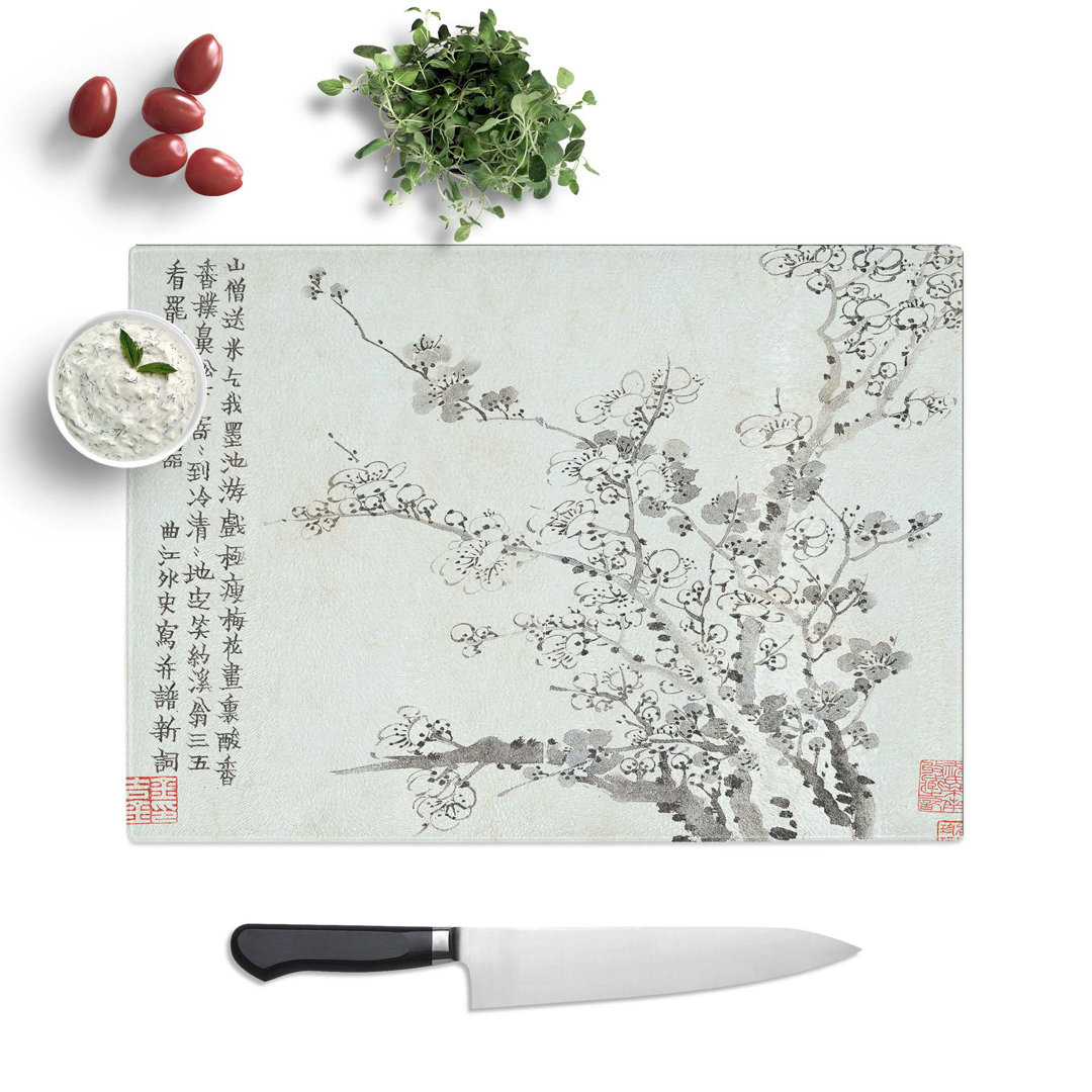 Tempered Glass Plum Blossoms Vol.10 by Jin Nong Chopping Board