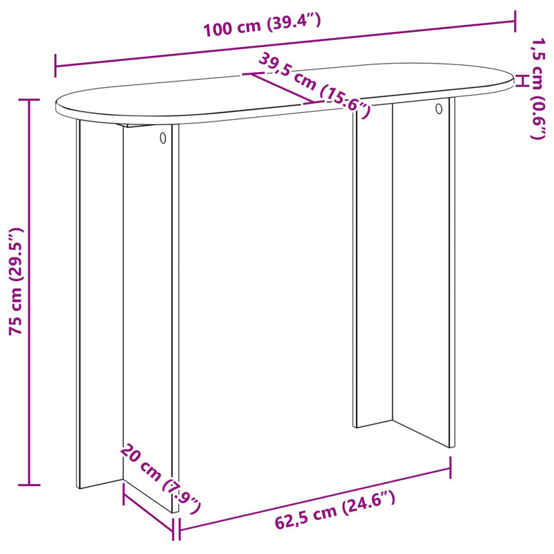 100cm Console Table, Sonoma Oak