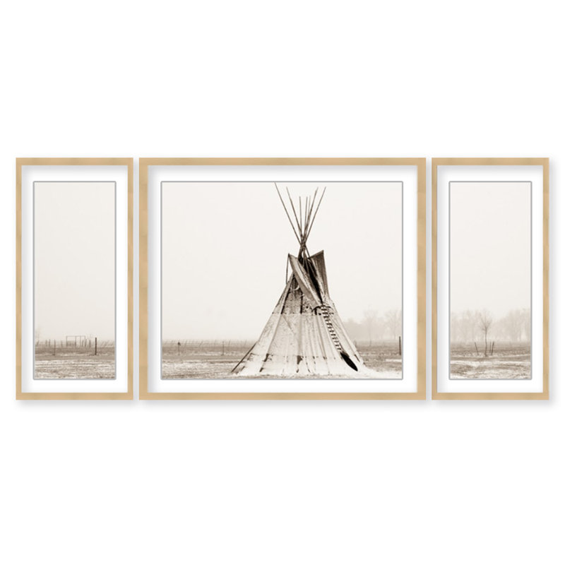 «Tipi Snow», reproduction de photo sur toile 3 pièces, Impression encadrée naturelle, Blanc, H 40 po x l 60 po