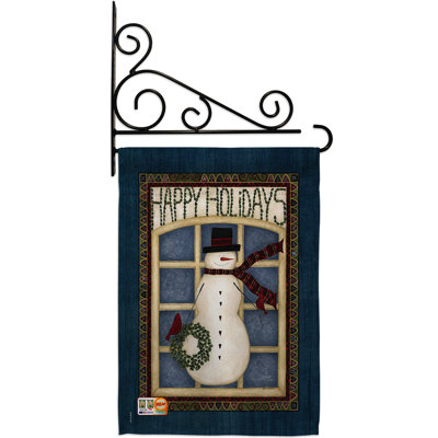 Bonhomme de neige à 2 faces en polyester 19 x 13 po Happy Holidays Ensemble de drapeaux