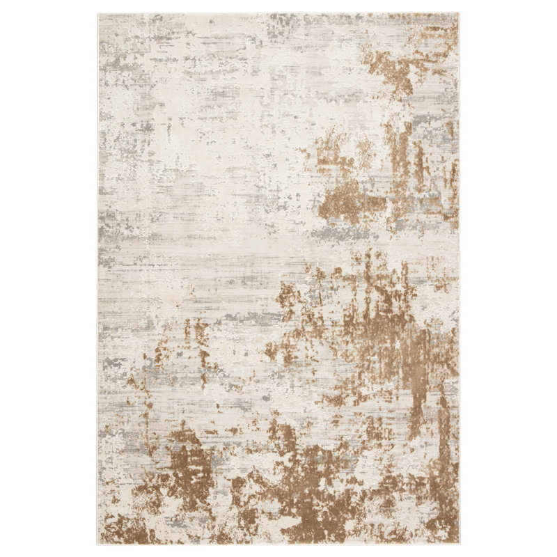 Tapis abstrait gris, Rectangle de 10 pi x 14 pi