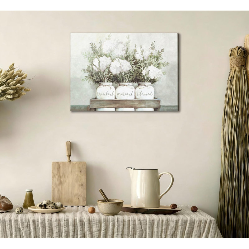 Art mural en bois massif 16 "x 24" Pristine Hydrangea Bouquet Sentiments, blanc