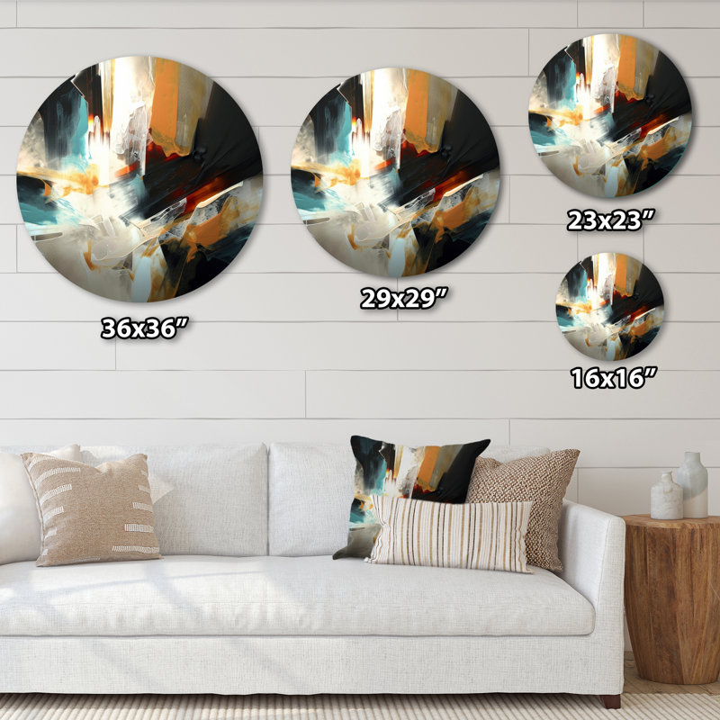 Décoration murale abstraite orange et bleu en mélange de couleurs III - Minimalisme, H 29 po x l 29 po x P 1 po