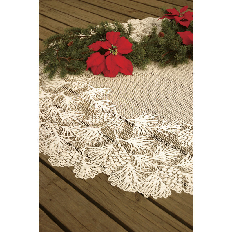 Champlain Floral Round Table Topper, Ecru