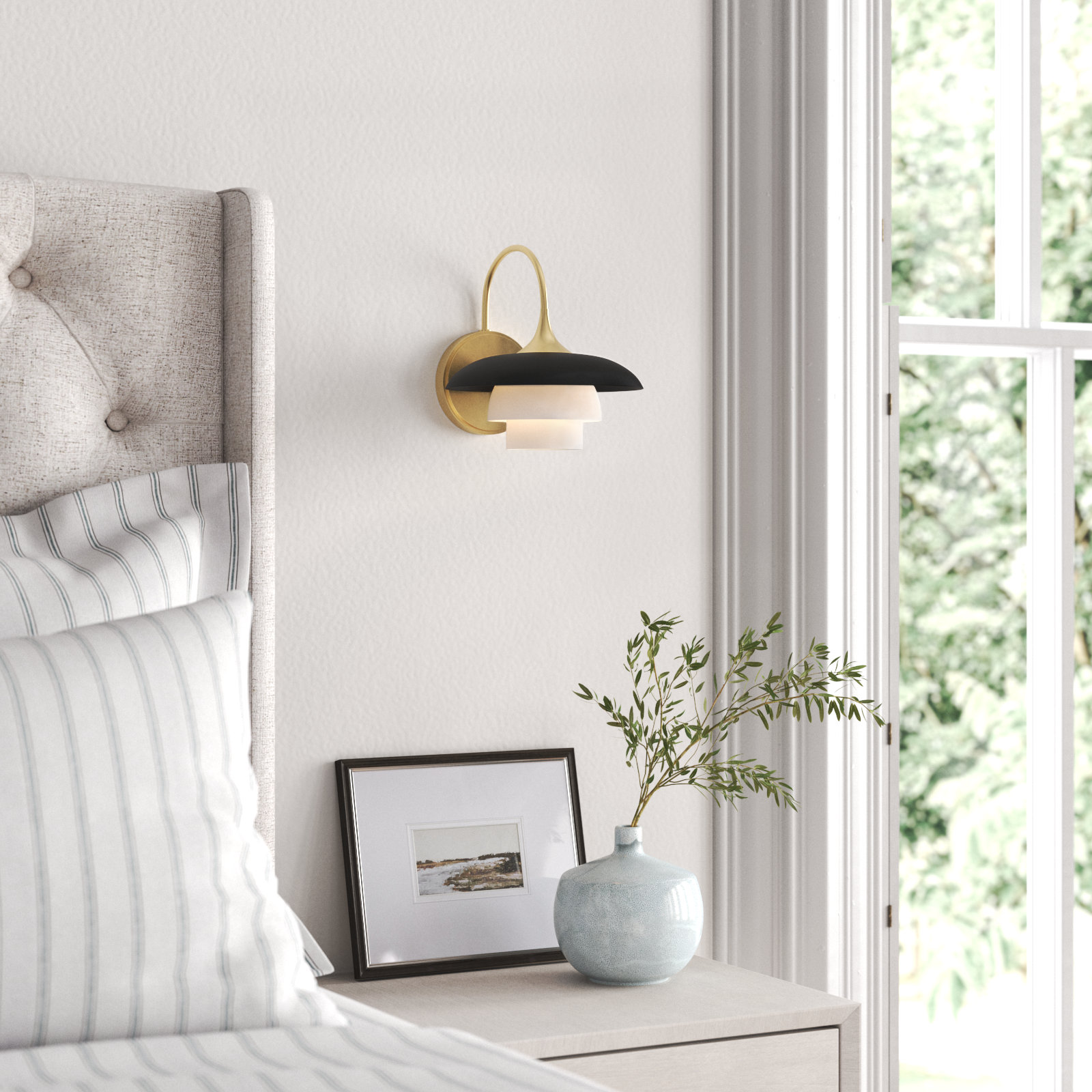 Burbank Single Light Armed Sconce, Aged Brass