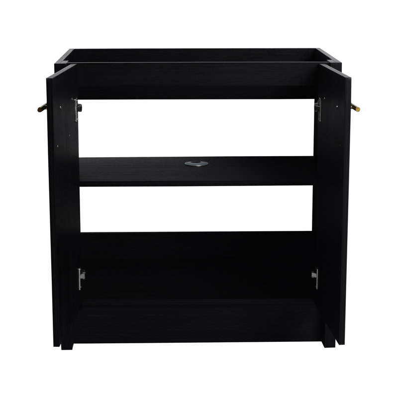 Meuble-lavabo autoportant 30 po - châtaignier noir, vue moderne, porte à fermeture en douceur, grand modèle de rangement attrayant, modèle fascinant