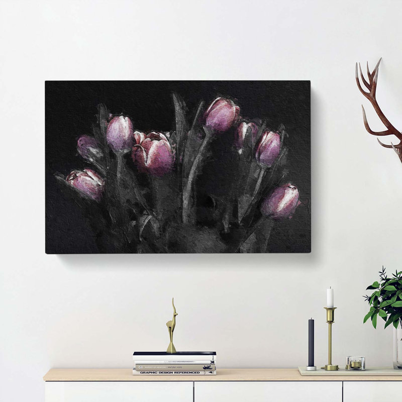 Tulip Flowers In Purple - Wrapped Canvas, 50cm H x 76cm W x 3cm D