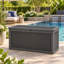 Coffre de rangement extérieur de 350 gallons (1 325 litres), très grand coffre de terrasse en résine résistant aux intempéries avec couvercle verrouillable, capacité de charge maximale de 454 kg (1 000 lb) pour coussins de patio, outils de jardin, accessoires de piscine et équipement de plein air-134100322