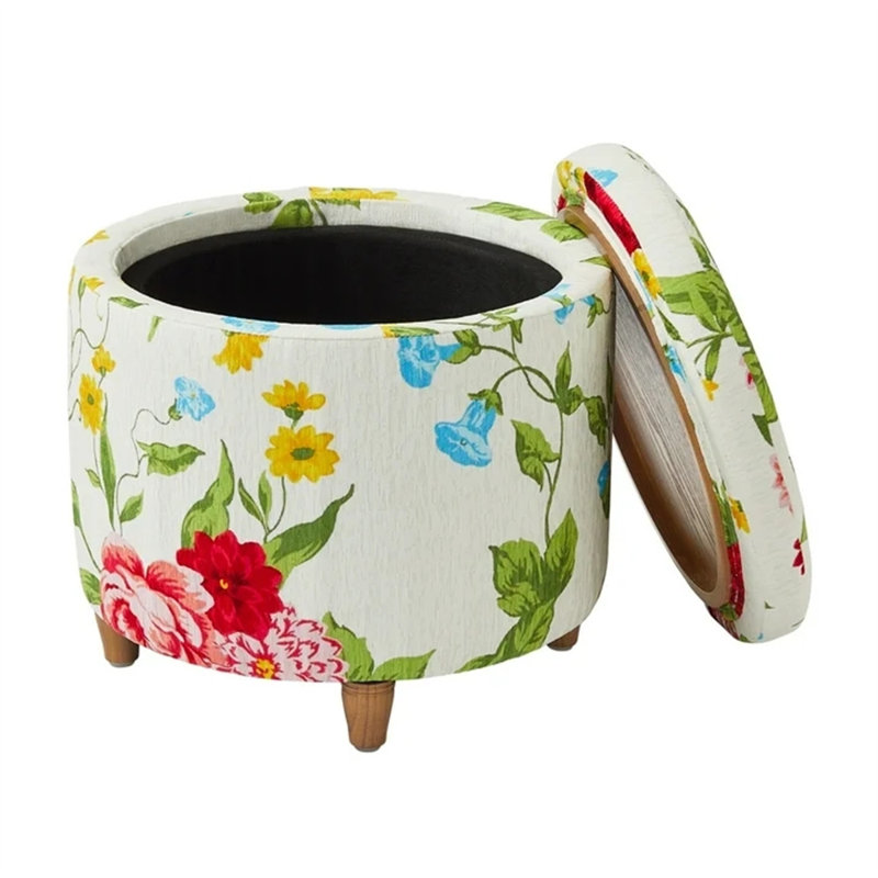 Repose-pieds rond avec rangement Floral