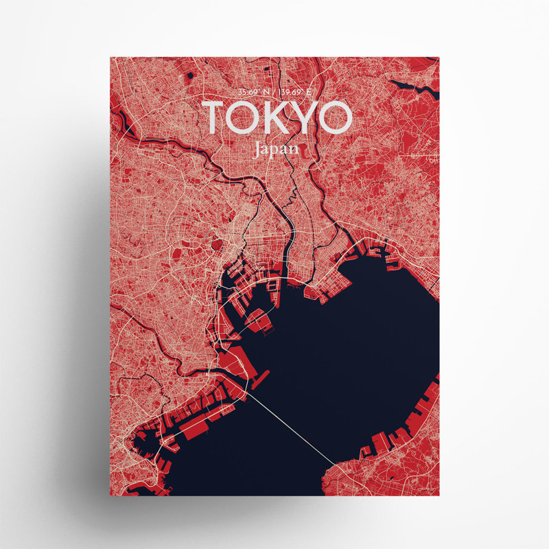 Tokyo City Map In Nautical - No Frame Print, 24cm H x 18cm W x 0.05cm D