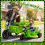 Moto électrique à 3 roues 12V avec remorque détachable, deux moteurs de 55 W, Bluetooth, phare et pelle à sable, vert-131406791