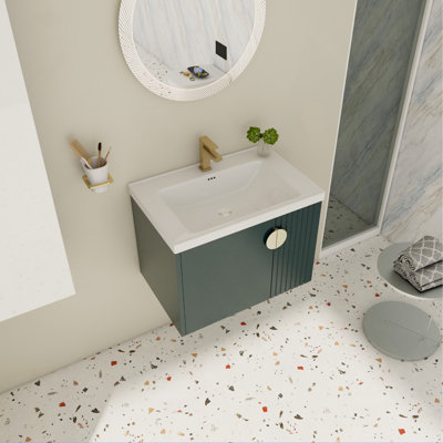 Meuble-lavabo de 28 po avec lavabo en céramique pour petite salle de bain