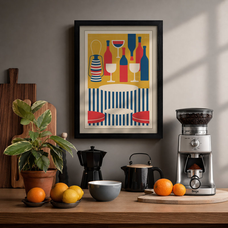 Deco Table Setting Art Deco - Framed Print, A4 - 29.7 x 21.0 cm, Black
