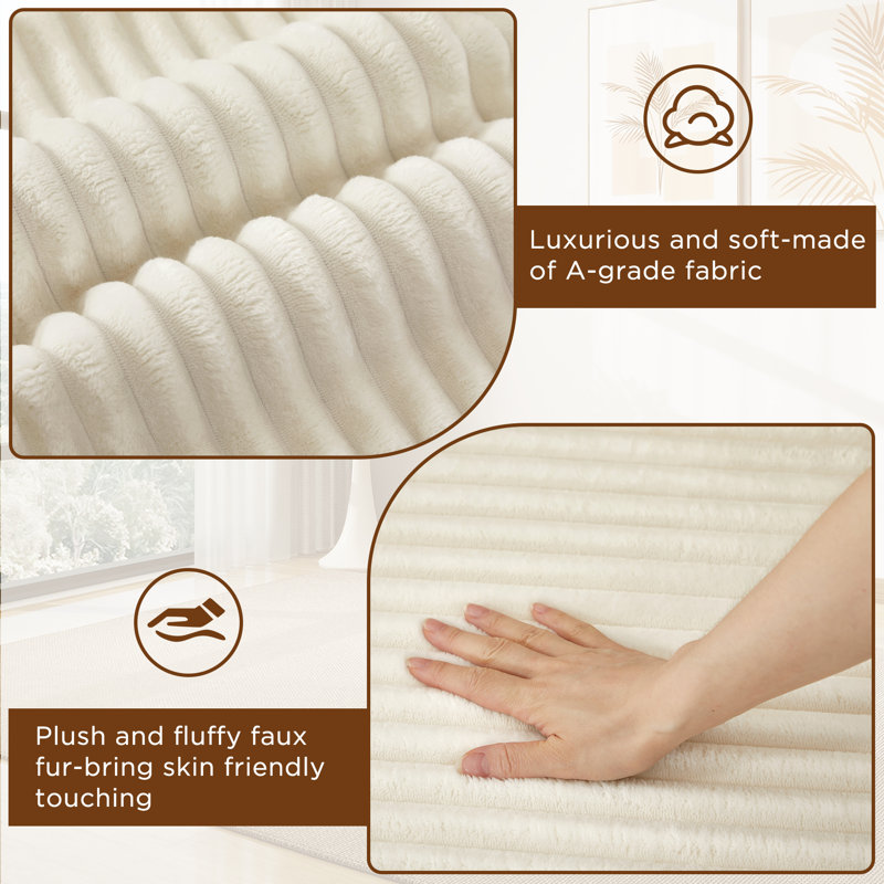 Canapé 57,7 po en fausse fourrure, Beige