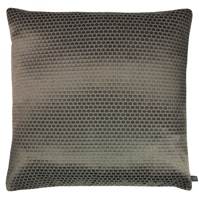 Geometric Square Throw Cushion, Moleskin, Feather