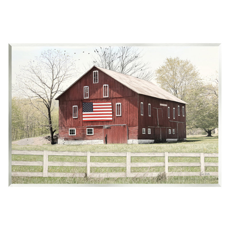 Patriotic Barn Flag Wall Plaque Art by Lori Deiter, 10" H x 15" W