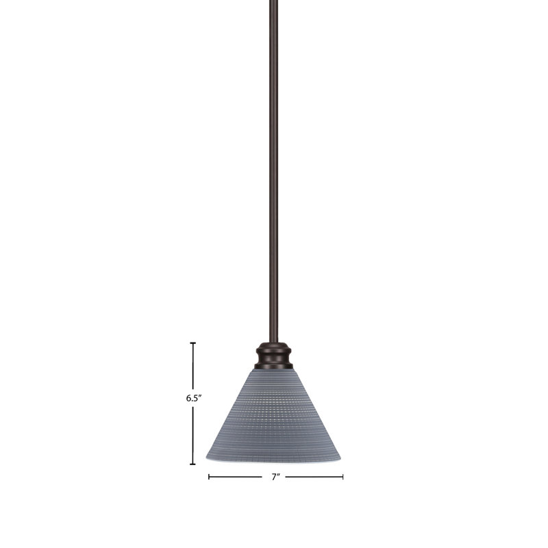 Mini-luminaire suspendu à tige avec verre matriciel gris 7 po Edge, Espresso