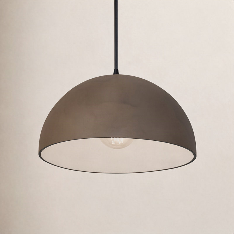 Leni 1-Light Ceramic Dimmable Dome Pendant, Matte Black, Terra Cotta