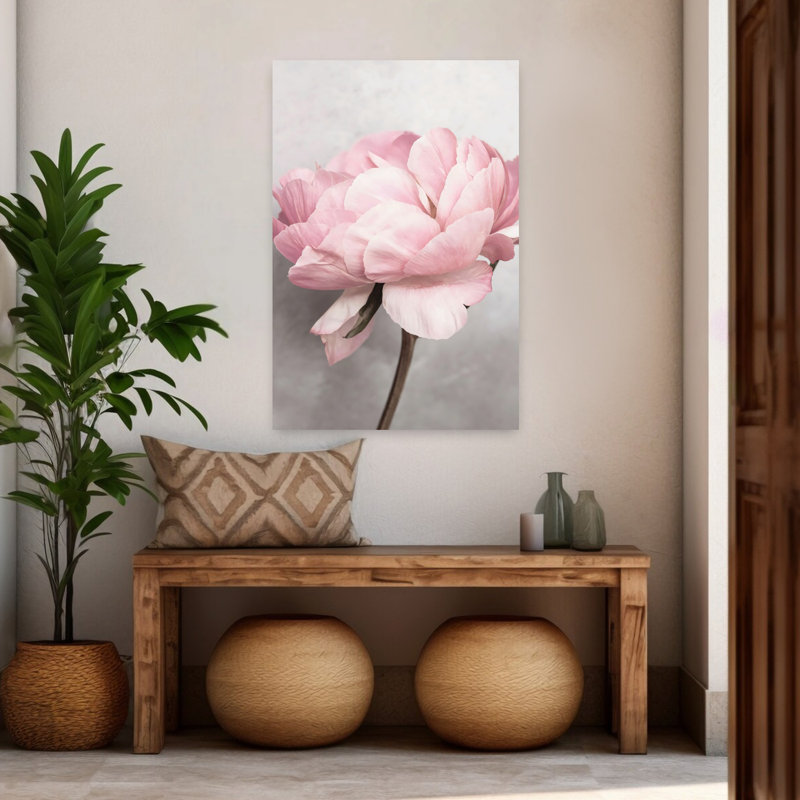 Peony Bloom, art mural contemporain abstrait, H 48 po x l 32 po