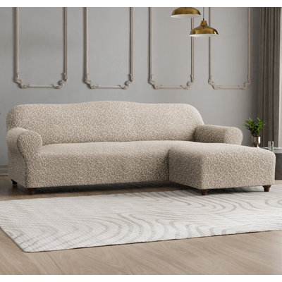 Stretchy Slipcover for Chaise Sectional - Premium Quality & Style - Jacquard Collection (Right Chaise)